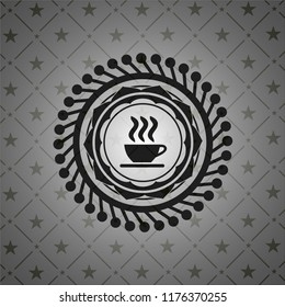 coffee cup icon inside dark emblem