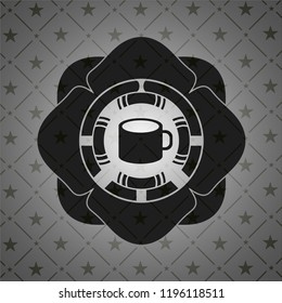 coffee cup icon inside dark emblem