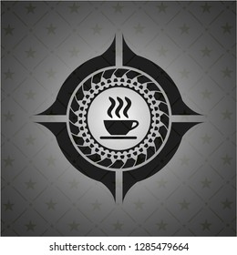 coffee cup icon inside dark badge