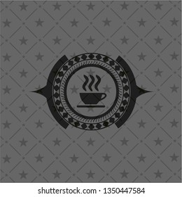 coffee cup icon inside dark emblem