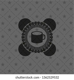 coffee cup icon inside dark badge