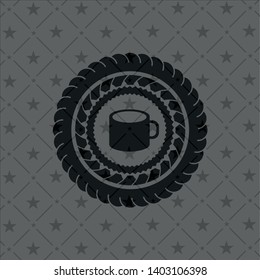 coffee cup icon inside dark badge