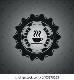 coffee cup icon inside dark badge or emblem