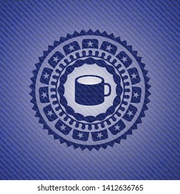 coffee cup icon inside denim background