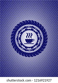 coffee cup icon inside emblem with jean high quality background