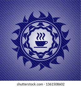 coffee cup icon inside emblem with jean high quality background
