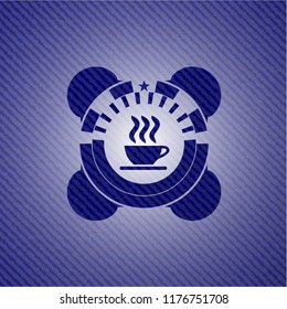 coffee cup icon inside jean background