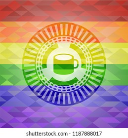 coffee cup icon inside lgbt colors emblem 