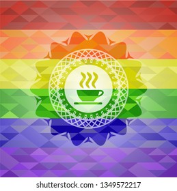 coffee cup icon inside lgbt colors emblem 