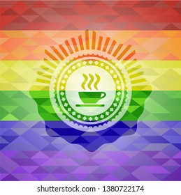 coffee cup icon inside lgbt colors emblem 