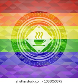 coffee cup icon inside lgbt colors emblem 