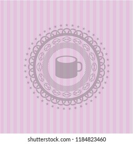 coffee cup icon inside pink icon or emblem