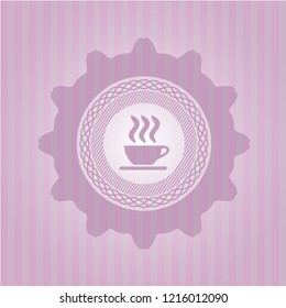 coffee cup icon inside pink icon or emblem
