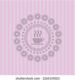 coffee cup icon inside pink icon or emblem