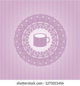 coffee cup icon inside pink icon or emblem
