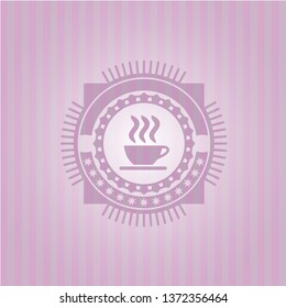 coffee cup icon inside pink icon or emblem