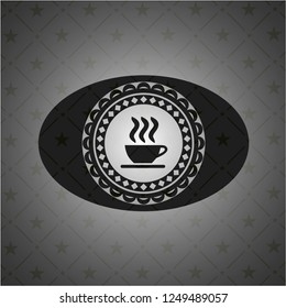 coffee cup icon inside realistic black emblem