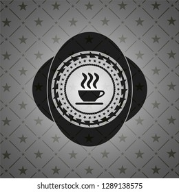 coffee cup icon inside realistic black emblem