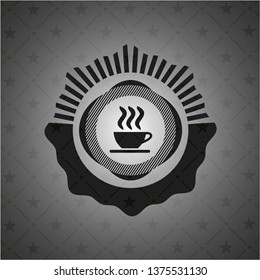 coffee cup icon inside realistic dark emblem