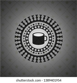 coffee cup icon inside realistic black emblem