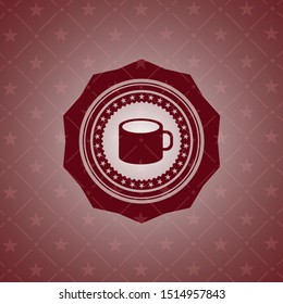 coffee cup icon inside realistic red emblem