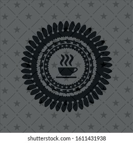 coffee cup icon inside realistic dark emblem