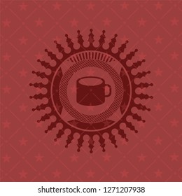 coffee cup icon inside red icon or emblem