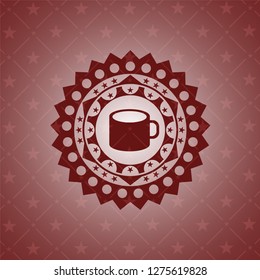 coffee cup icon inside red icon or emblem