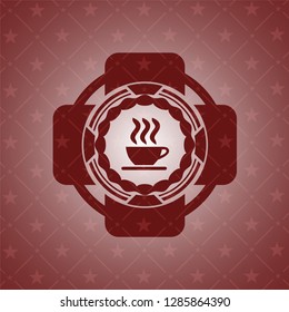 coffee cup icon inside red icon or emblem