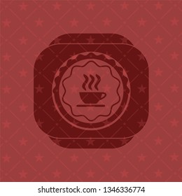 coffee cup icon inside red emblem