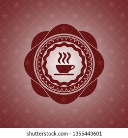 coffee cup icon inside red icon or emblem