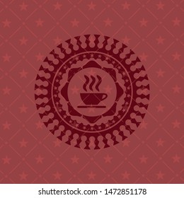 coffee cup icon inside red icon or emblem