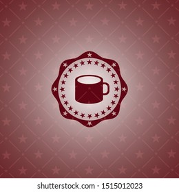 coffee cup icon inside red emblem