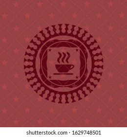 coffee cup icon inside red icon or emblem