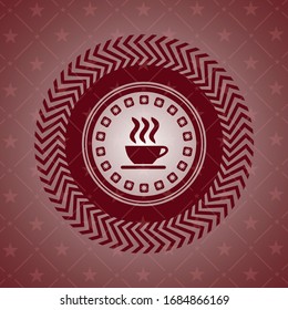 coffee cup icon inside red icon or emblem
