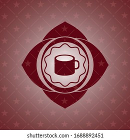 coffee cup icon inside red icon or emblem