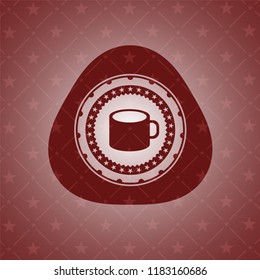 coffee cup icon inside retro red emblem
