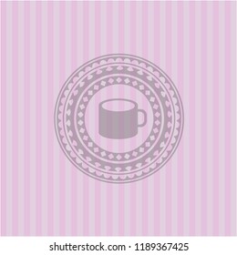 coffee cup icon inside retro pink emblem