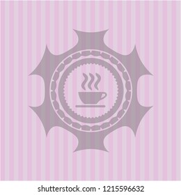 coffee cup icon inside retro style pink emblem