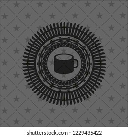 coffee cup icon inside retro style black emblem