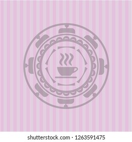 coffee cup icon inside retro style pink emblem