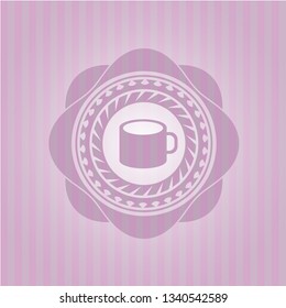 coffee cup icon inside retro style pink emblem