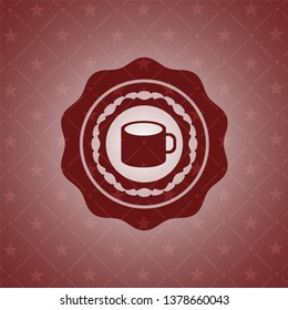 coffee cup icon inside retro red emblem