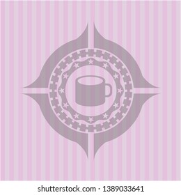 coffee cup icon inside retro style pink emblem