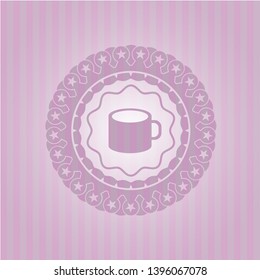 coffee cup icon inside retro pink emblem
