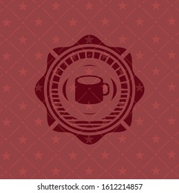 coffee cup icon inside retro style red emblem