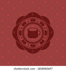 icono de taza de café dentro del emblema rojo vintage. 