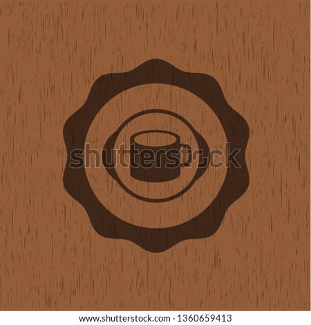 coffee cup icon inside wooden signboards