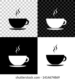 Coffee cup icon isolated on black, white and transparent background. Tea cup. Hot drink coffee. Vector Illustration