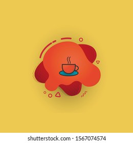 coffee cup icon isolated on abstract background. vector office icon. Abstract banner with liquid shapes. Vector Illustration